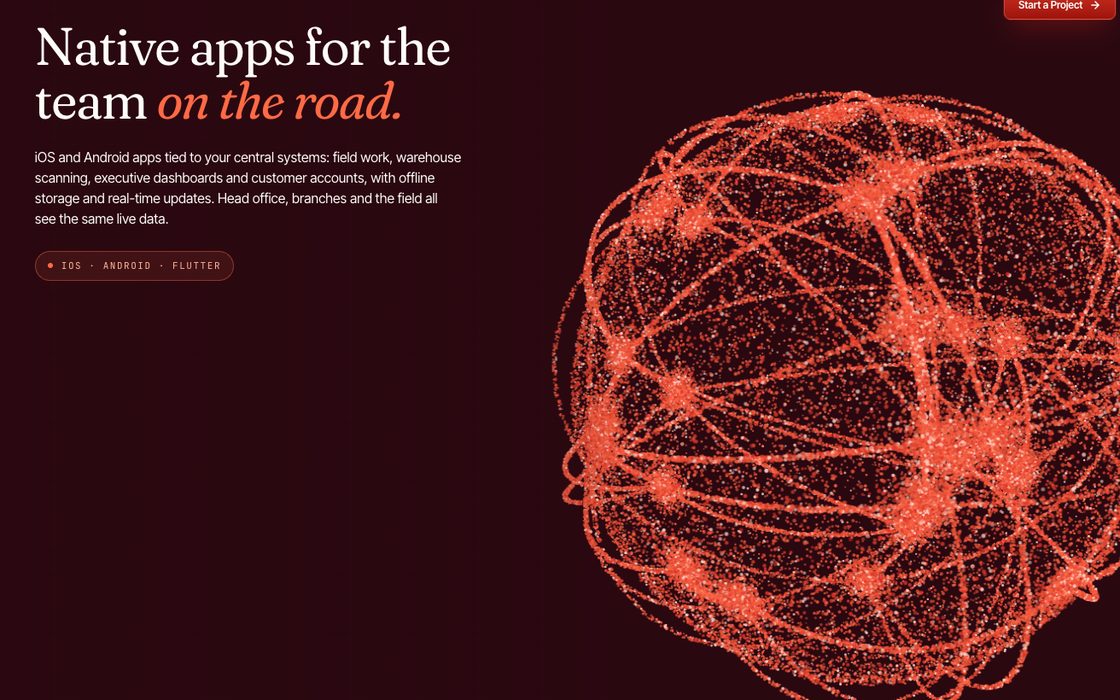 Particle morph: ninety thousand particles forming a chip, a globe, a chart and a phone